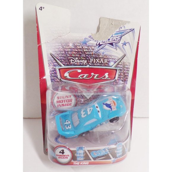 🆕Disney Pixar Cars THE KING Blue Dinoco Stunt Racers Rev Car - Picture 1 of 5